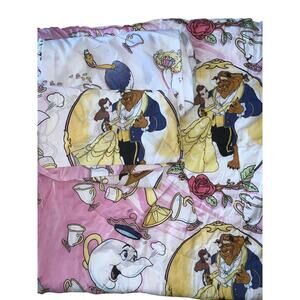 Vintage Disney Beauty and the Beast Reversible Comforter with two Sheets